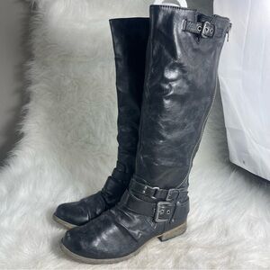 Carlos by Carlos Santana Hanna 2 Black Moto Buckle Tall Boots Women’s 7.5